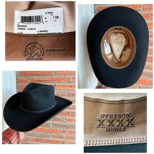 Stetson 4X Buffalo Seneca Black Cowboy Hat Size 7 3/8